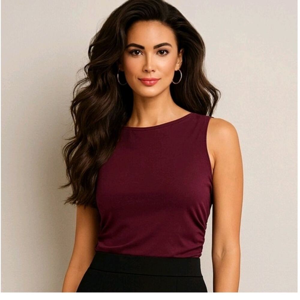 NWT Madewell Cinched Crewneck Tank Dark Fig M